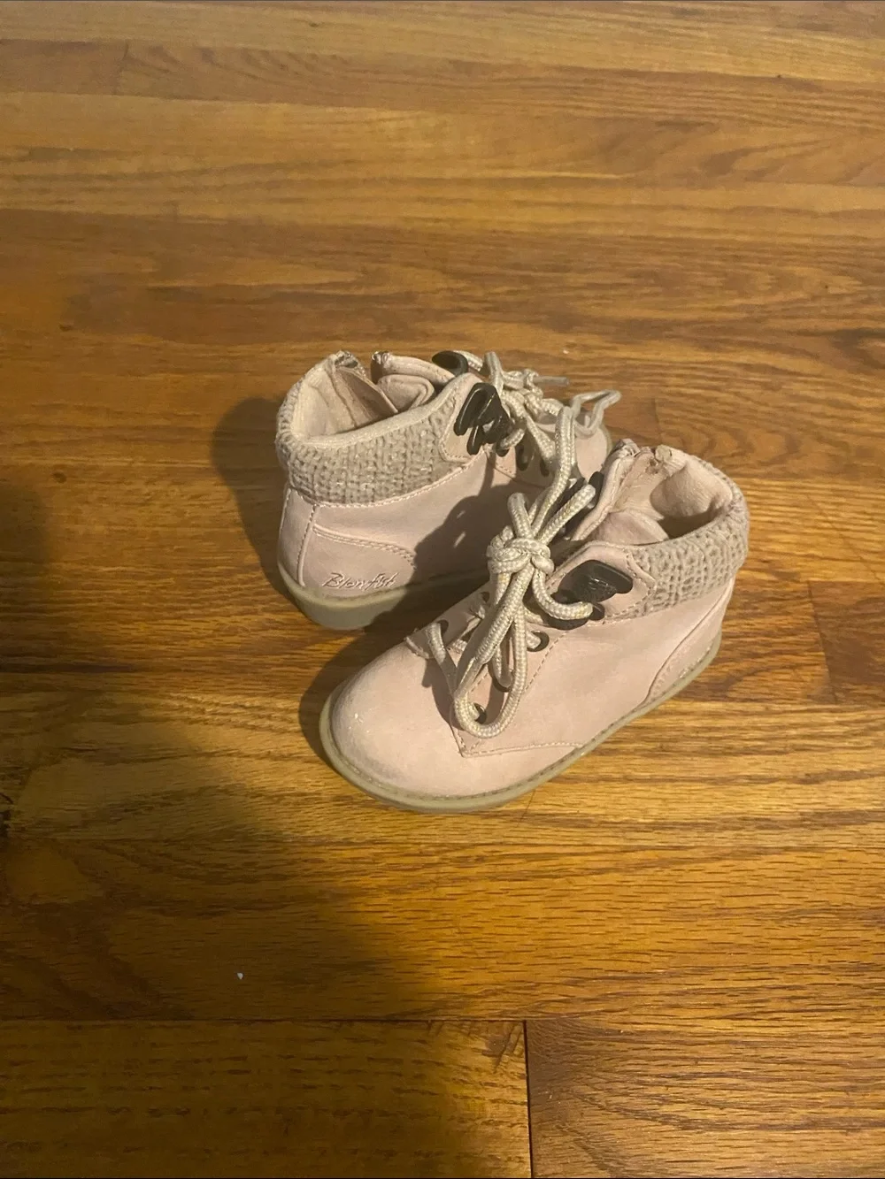 Blowfish Light Pink Knit-Cuff Lace-Up Kids Boots